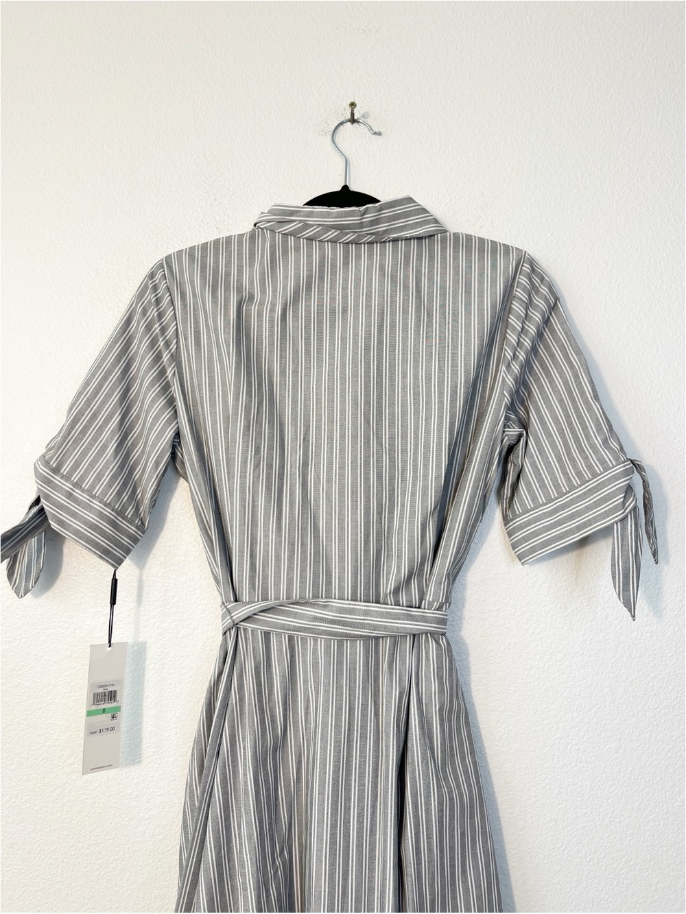 Calvin Klein Button Front Short Sleeve Bow Shirt Dress Size 8 NEW - Picture 6 of 9